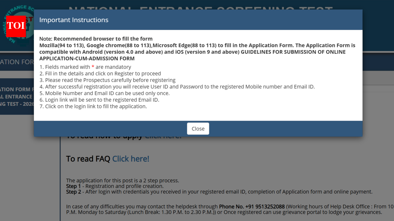 NEST registration window deadline 2026 extended: Direct link to apply here