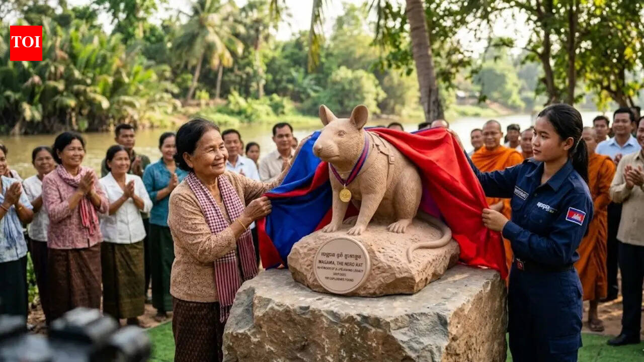 Cambodia honours its most famous landmine-sniffing rat, Magawa, with a statue