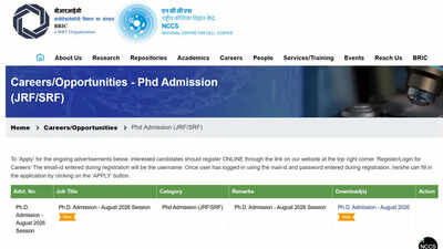 NCCS Ph.D. admissions 2026 open under BRIC, DBT, CSIR, UGC, and BINC fellowships