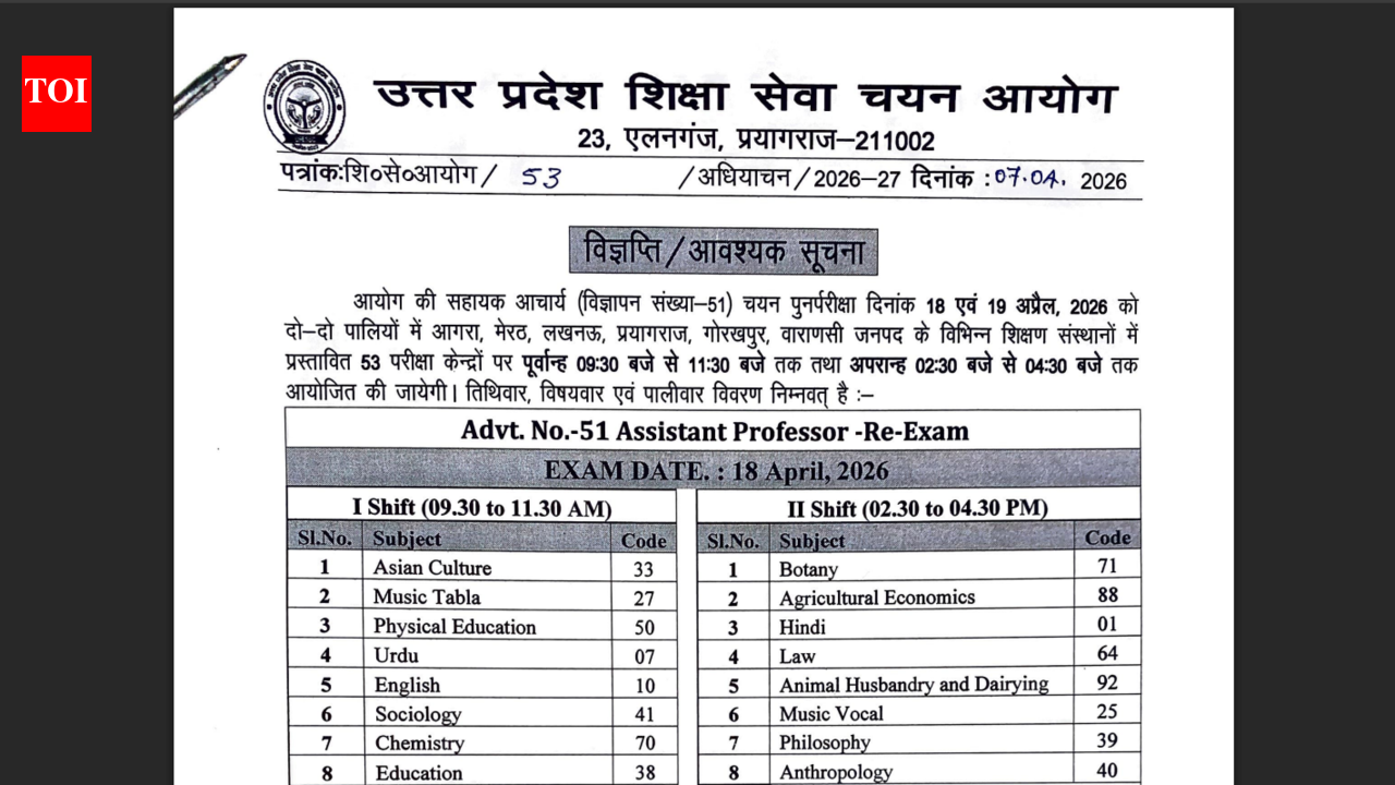 UPHESC Assistant Professor re-exam city intimation slip released at upessc.up.gov.in: Check direct link to download here