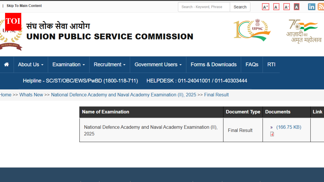 UPSC NDA 2 final result 2025 released at upsc.gov.in; 742 candidates qualify: Direct link to download merit list here