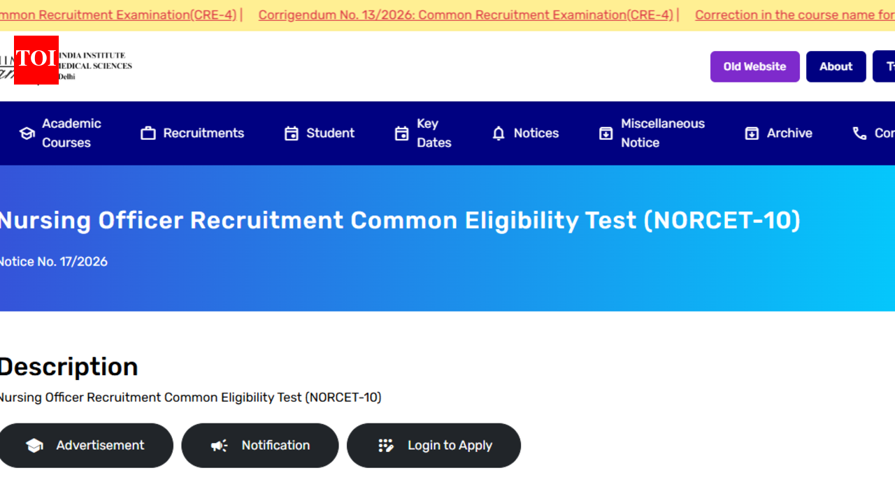 AIIMS NORCET 10 admit card 2026 released at aiimsexams.ac.in: Direct link to download hall ticket here