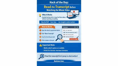 Hack of the day: Read the transcript before watching the whole video