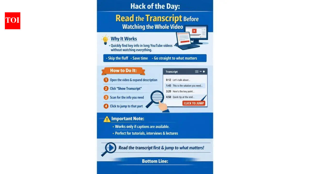 Hack of the day: Read the transcript before watching the whole video