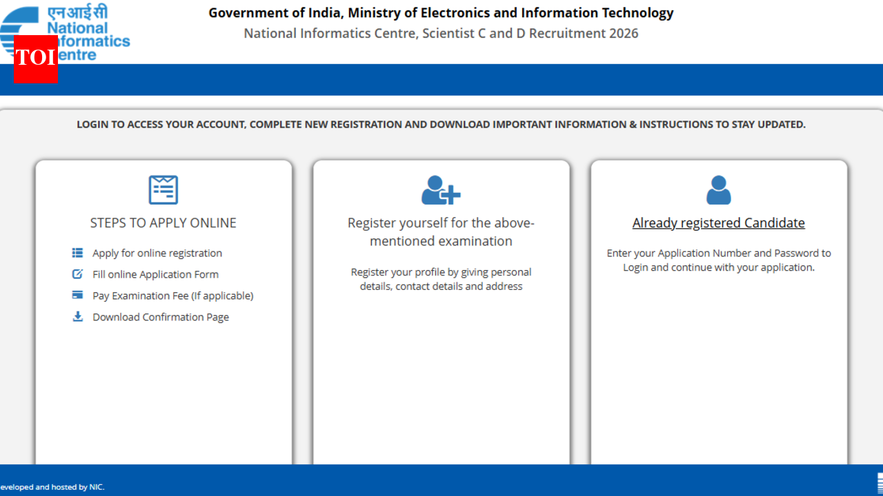 एनआईसी भर्ती 2026: 153 वैज्ञानिक सी और डी पदों के लिए पंजीकरण शुरू, यहां आवेदन करने के लिए सीधा लिंक