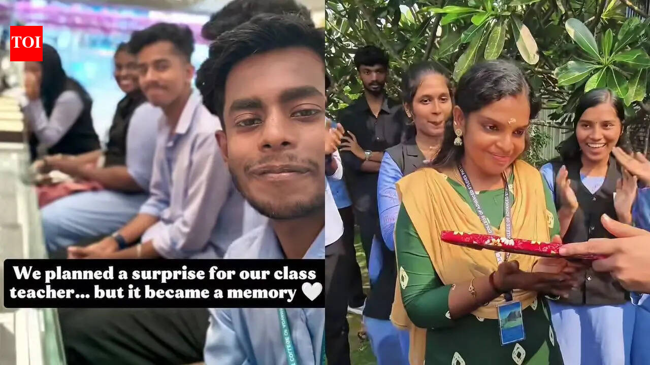Students surprise teacher with saree and ring, her emotional reaction wins hearts online