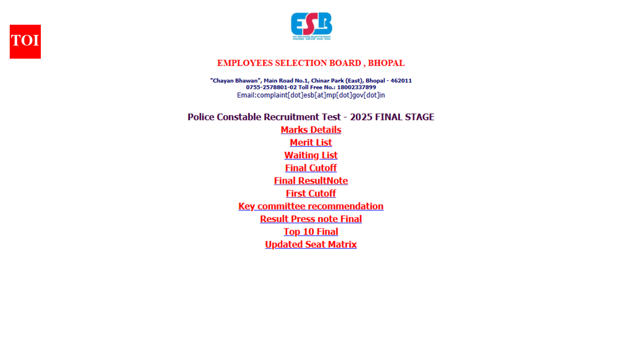 एमपीईएसबी एमपी पुलिस कांस्टेबल अंतिम परिणाम 2026 esb.mp.gov.in पर जारी: स्कोरकार्ड डाउनलोड करने के लिए सीधा लिंक यहां