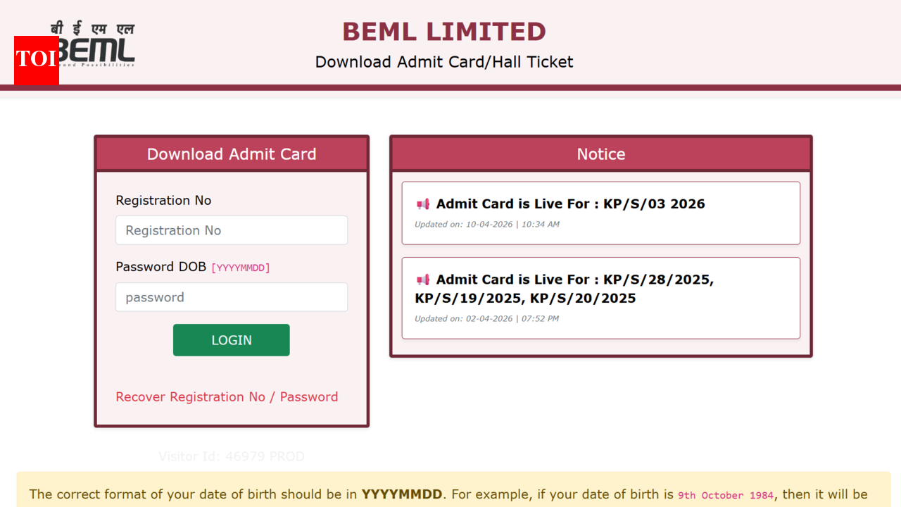 BEML Junior Executive admit card 2026 released at beml.in: Direct link to download hall tickets here