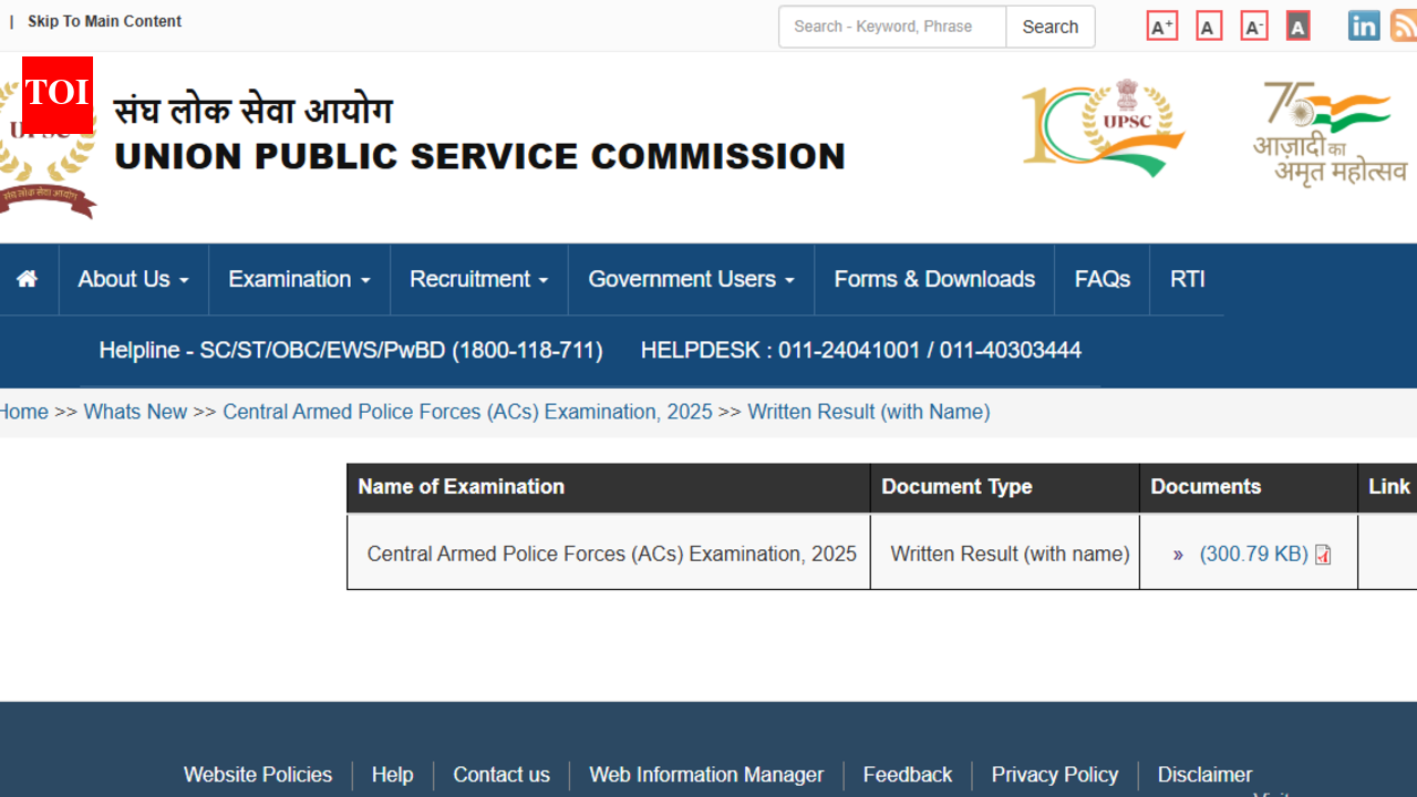 UPSC CAPF result 2026 released at upsc.gov.in; 1286 candidates qualify for PET: Direct link to download here