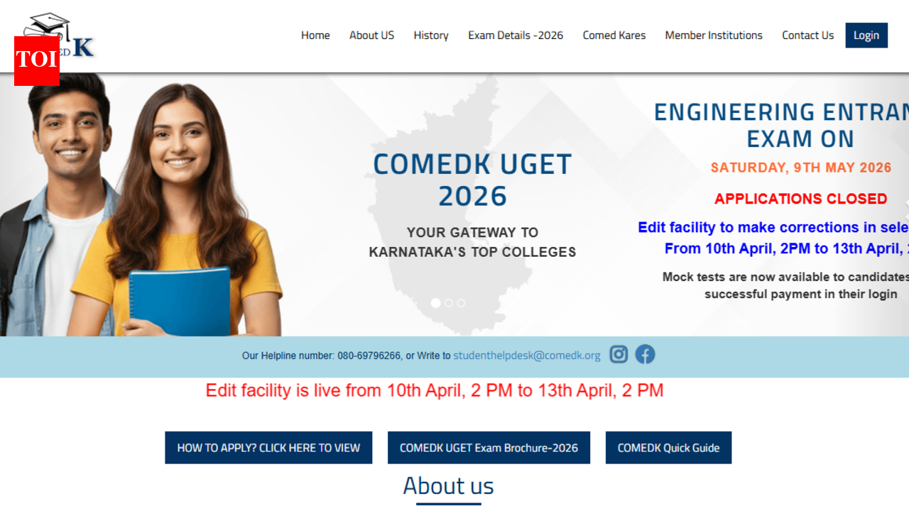 COMEDK UGET 2026 application correction window opens at comedk.org: Check direct link, list of editable fields here