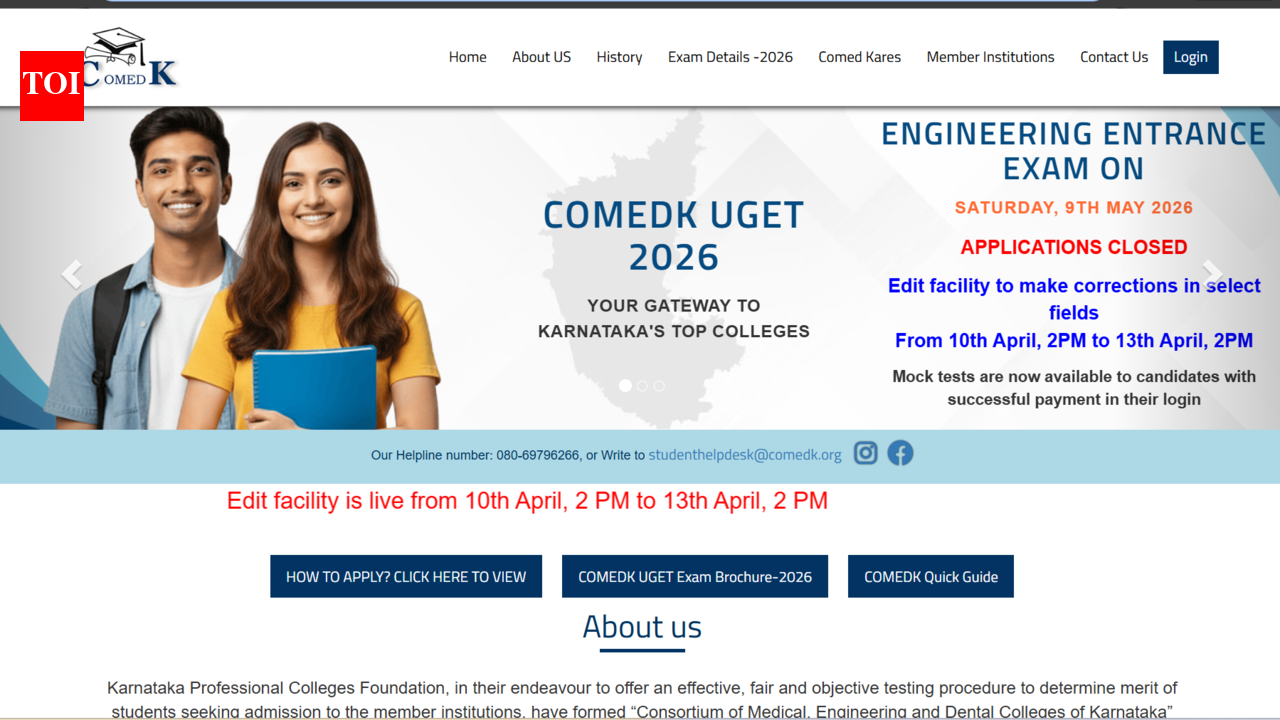 COMEDK UGET application 2026 edit window opens: Check editable fields here