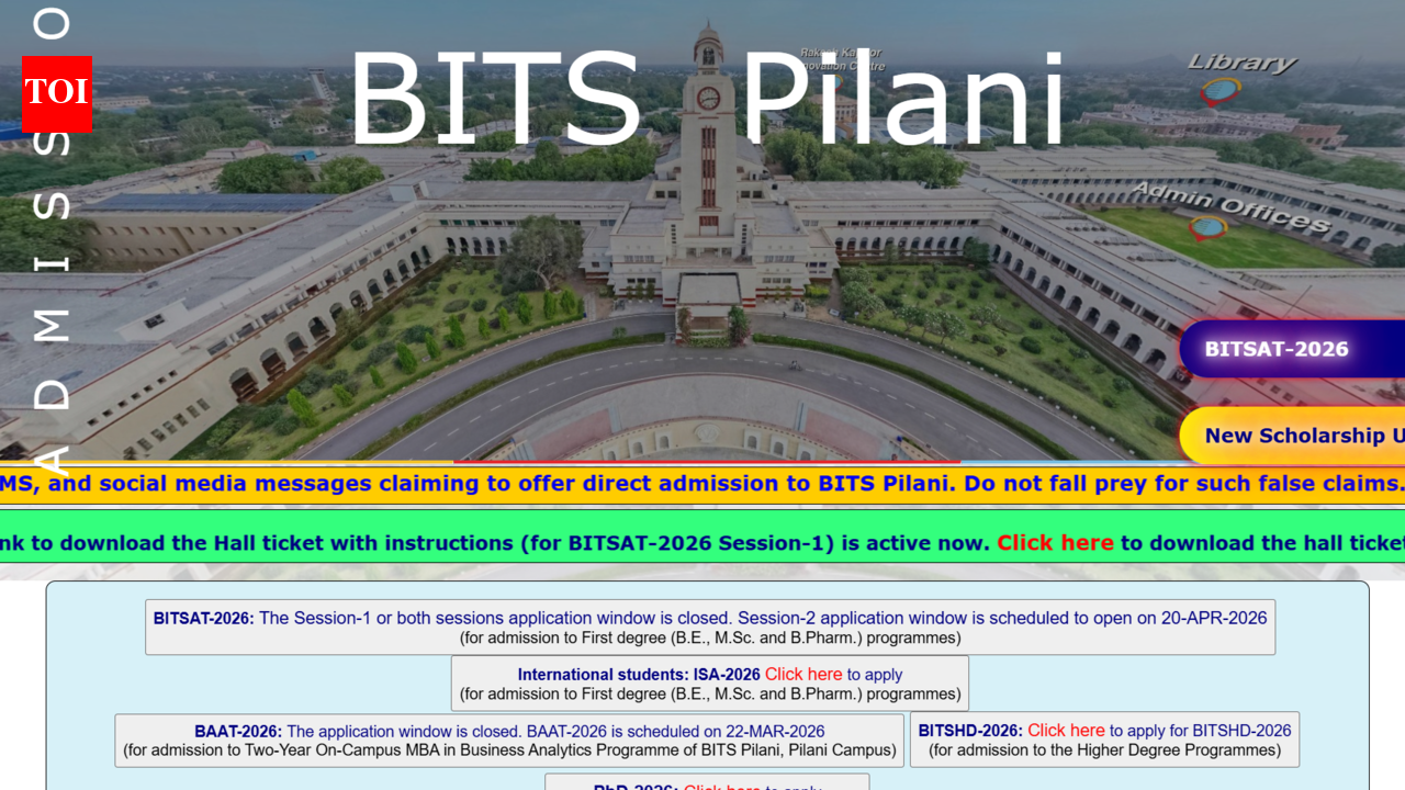 BITSAT admit card 2026 released at bits-pilani.admissions.ac.in: Direct link to download hall tickets here