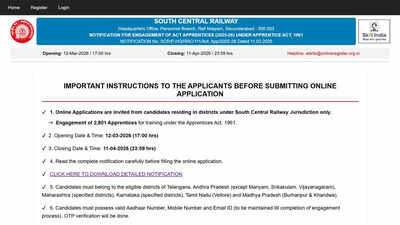 RRC SCR Apprentice Recruitment 2026 notification closes today for 2801 posts; apply here