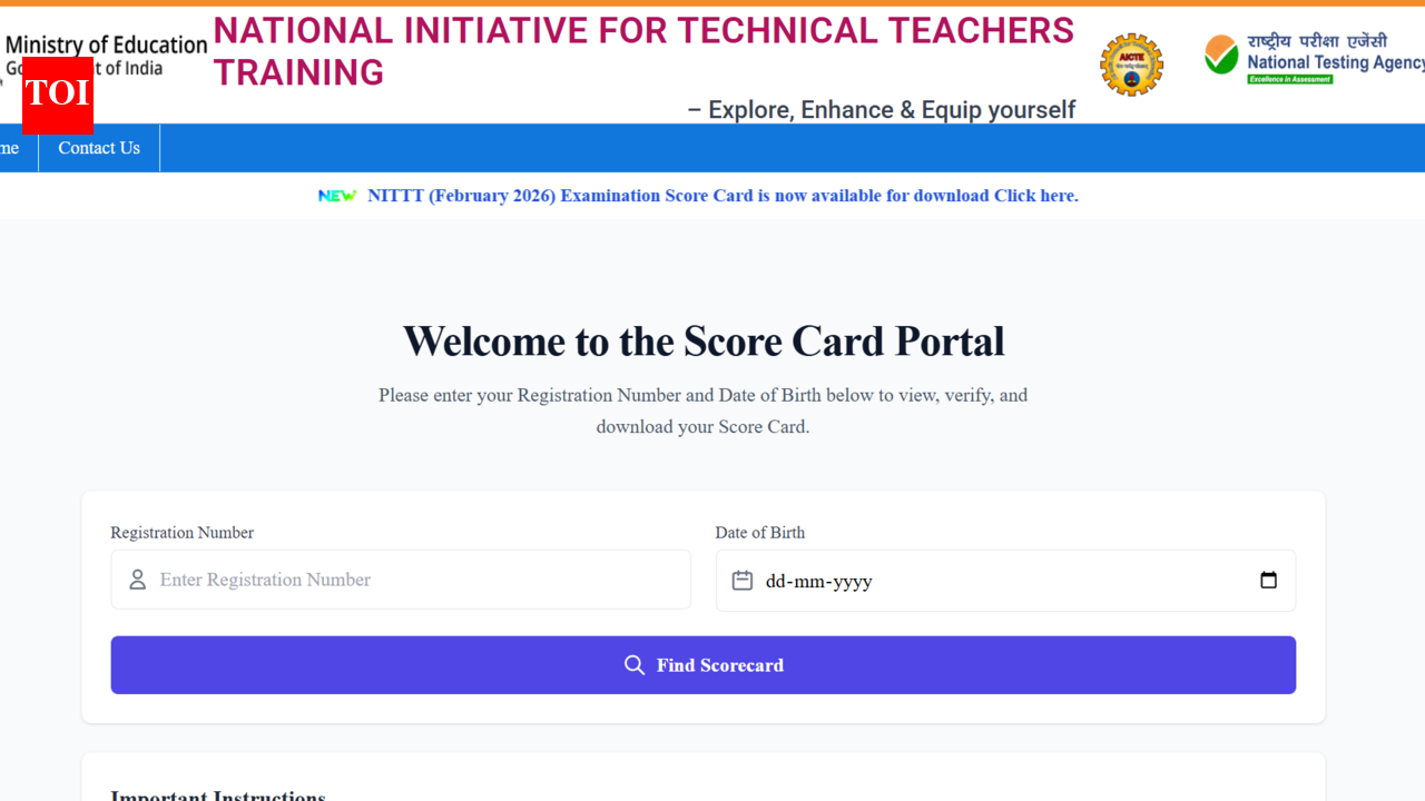 एनटीए ने एनआईटीटीटी 2026 परिणाम nittt.nta.ac.in पर घोषित किया: स्कोरकार्ड डाउनलोड करने के लिए सीधा लिंक यहां