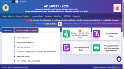 AP EAMCET 2026 application correction window opens at cets.apsche.ap.gov.in: Check direct link to make changes here