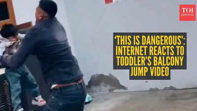 ‘This is dangerous’: Internet reacts to toddler’s balcony jump video