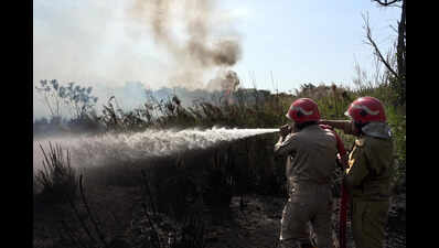 Firefighters contain blaze near Rajghat bus depot