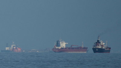 Explained: Iran's 'math warning' on oil — what ΔO_BSOH>0 ⇒ f(f(O))>f(O) means” title=”Oil tankers and cargo ships line up in the Strait of Hormuz as seen from Khor Fakkan. (AP photo)” decoding=”async” fetchpriority=”high”/></div></div></div><div class=