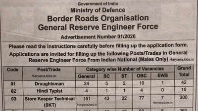 BRO GREF recruitment 2026 announces 899 vacancies across trades; check short notice here