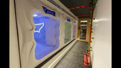 Low-cost sleeping pods, lockers for flyers near airport