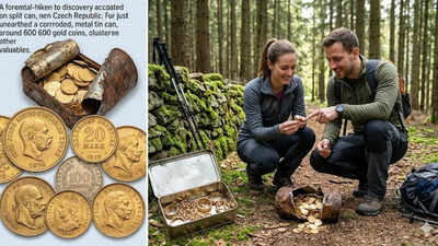 Discovery of 600 gold coins valued at $330,000 by two hikers in a can in the Czech Republic
