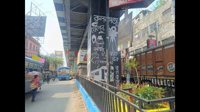 Nagerbazar gets festive make-up with colourful flyover pillars