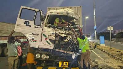 Lorry rams into parked tipper; driver stuck in wreckage saved