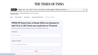 MPBSE Class 12th result 2026: Download your Class 12th scorecards from TOI portal by entering your credentials