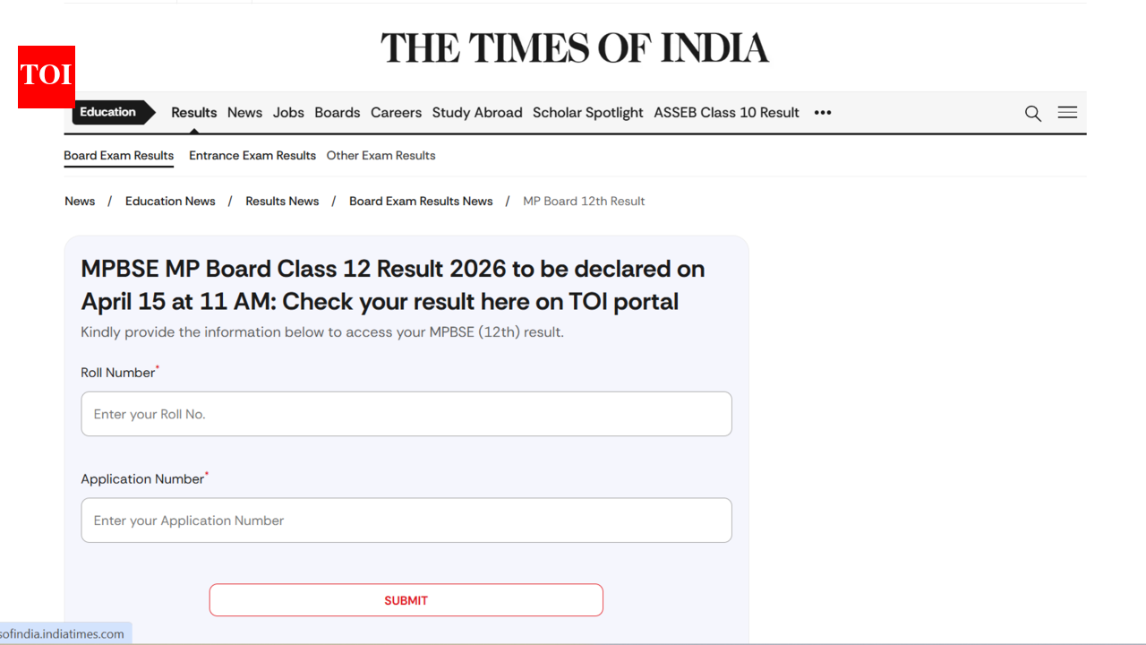 MPBSE Class 12th result 2026: Download your Class 12th scorecards from TOI portal by entering your credentials