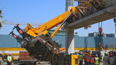 Crane topples at Mumbai's BKC metro site during beam installation; workers injured, traffic disrupted
