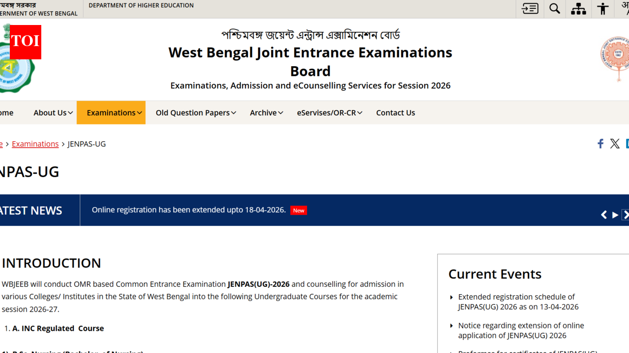 WBJEEB जेनपास यूजी 2026 पंजीकरण की समय सीमा 18 अप्रैल तक बढ़ाई गई; यहां आवेदन करने के लिए सीधा लिंक