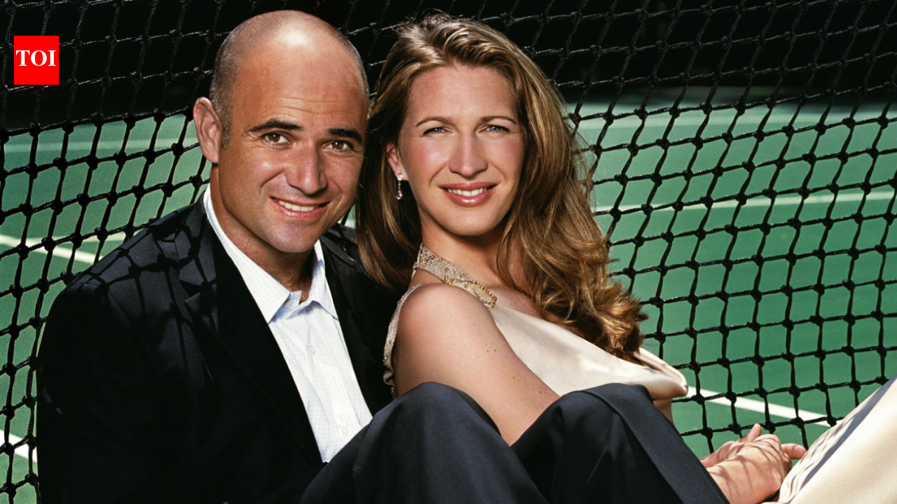 Andre Agassi gets flirty with Steffi Graf during her rare appearance that melts fans before his Pickleball Slam 4 win
