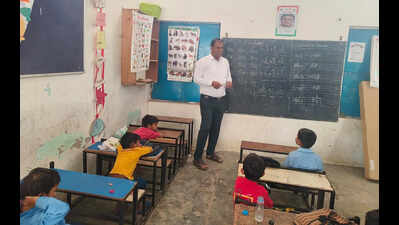 Short of teachers, short of space: Class 1, 2 and 3 in a room in govt primary schools in Gurgaon