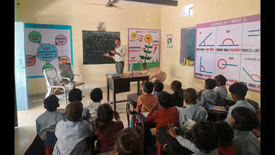 Short of teachers, short of space: Class 1, 2 and 3 in a room in govt primary schools in Gurgaon