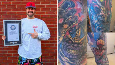 UK man’s Marvel obsession stuns the world with over 60 tattoo comic masterpieces, securing the Guinness World Record title