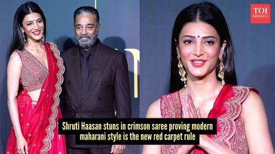 Shruti Haasan serves unapologetic modern maharani energy in beautiful crimson saree