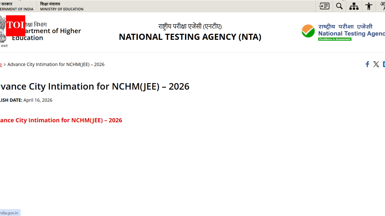 NTA NCHM JEE 2026 exam city intimation slip released at exams.nta.nic.in; admit card soon: Direct link to download here