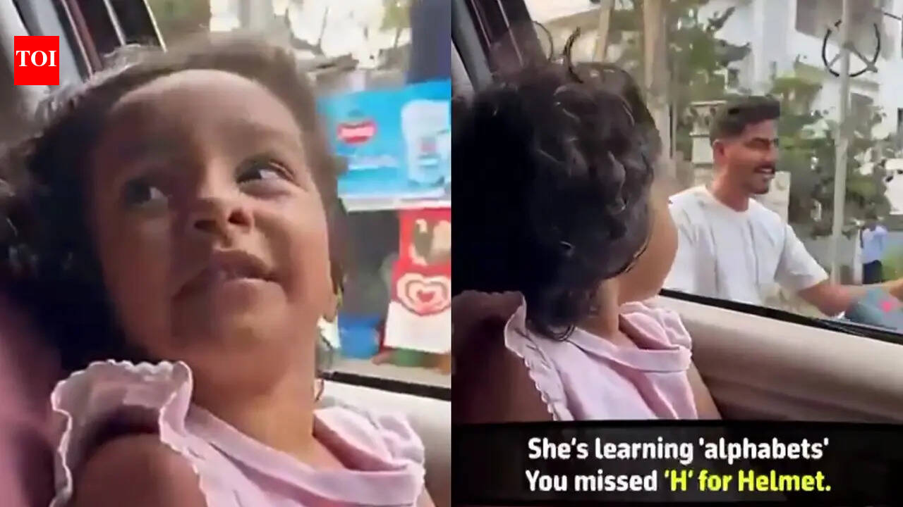 Little girl questions biker for not wearing helmet; adorable road safety video goes viral