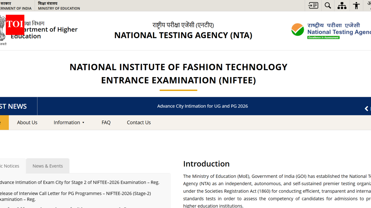 NTA NIFTEE 2026 exam city intimation slip released for Stage 2 at exams.nta.nic.in: Direct link to download here
