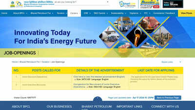 BPCL recruitment 2026 opens for engineering, accounts and QA vacancies; check details here