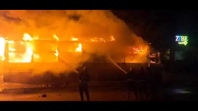 Pvt travel bus catches fire near KPHB Colony; all passengers safe
