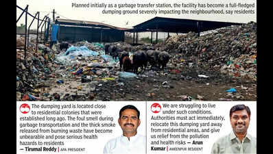 Residents of Ameenpur area in Hyderabad hold their nose as stench from dumpyard turns ‘unbearable’