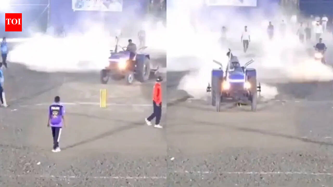 Angry over 'not invited', politician uses tractor to destroy cricket pitch - Watch