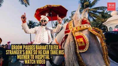 Heartwarming: Groom pauses baraat to fix stranger’s bike so he can take his mother to hospital - watch viral video