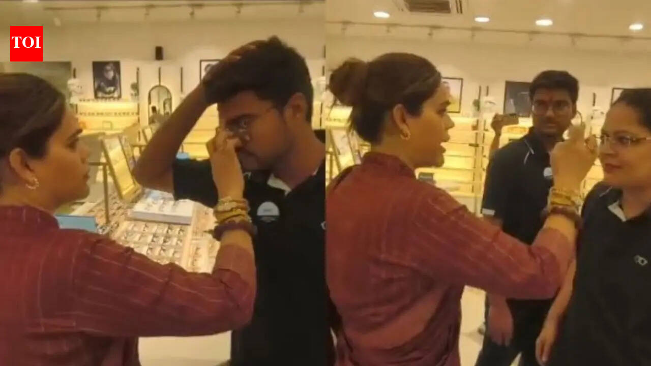Watch: BJP leader Nazia enters Lenskart store, applies tilak on staff amid dress code row