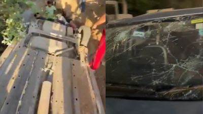 Gurgaon professor’s car plunges into open pit on Galleria Road; locals rescue her