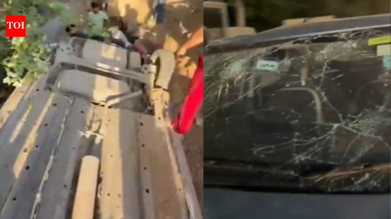 Gurgaon professor’s car plunges into open pit on Galleria Road; locals rescue her