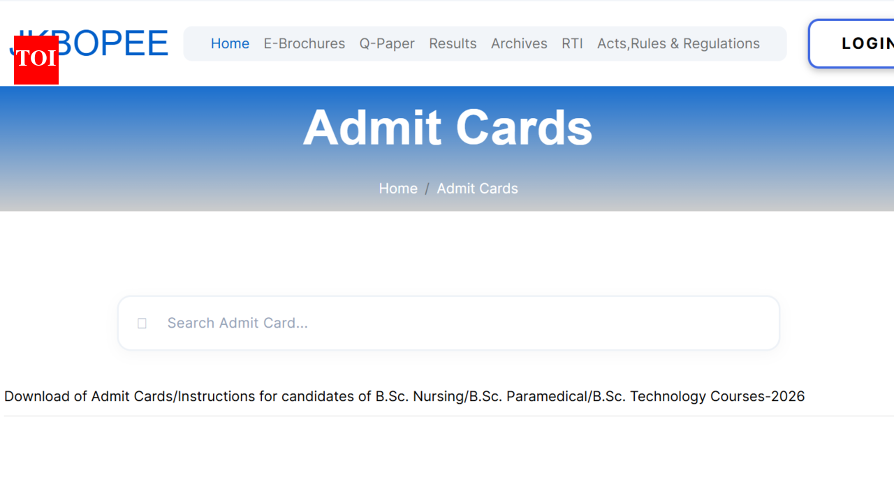 JKBOPEE CET admit card 2026 released: Direct link to download here
