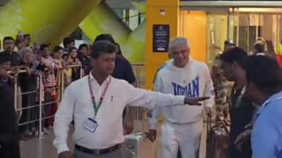 Ajith Kumar returns to Chennai, salt-and-pepper airport look wins hearts ahead of polling day for Tamil Nadu election 2026