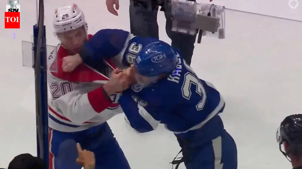 Brandon Hagel lands huge punch on Juraj Slafkovsky during Tampa Bay Lightning and Montreal Canadiens NHL game